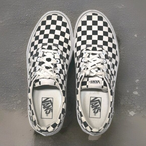 Men's VANS  Black /White  Checkerboard Canvas Sneakers Shoes Women's Size 10 - Picture 5 of 8